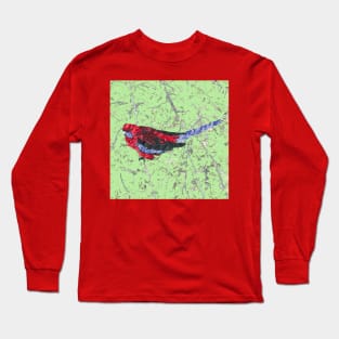 Marbled Bird Collage - Crimson Rosella Long Sleeve T-Shirt